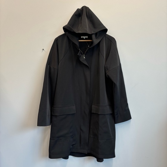 Eileen Fisher Medium Jacket Black Trench hooded - Picture 1 of 13